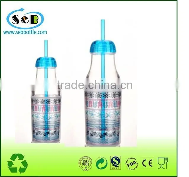 double wall plastic tumbler with straw