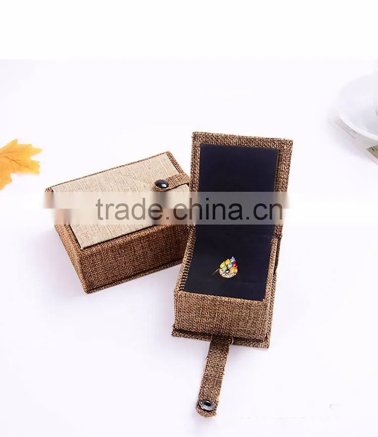 High Quality Natural Linen Fabric Paper Gift Storage Box Jewelry Bracelet Bangle Necklace Earrings Set Case Box