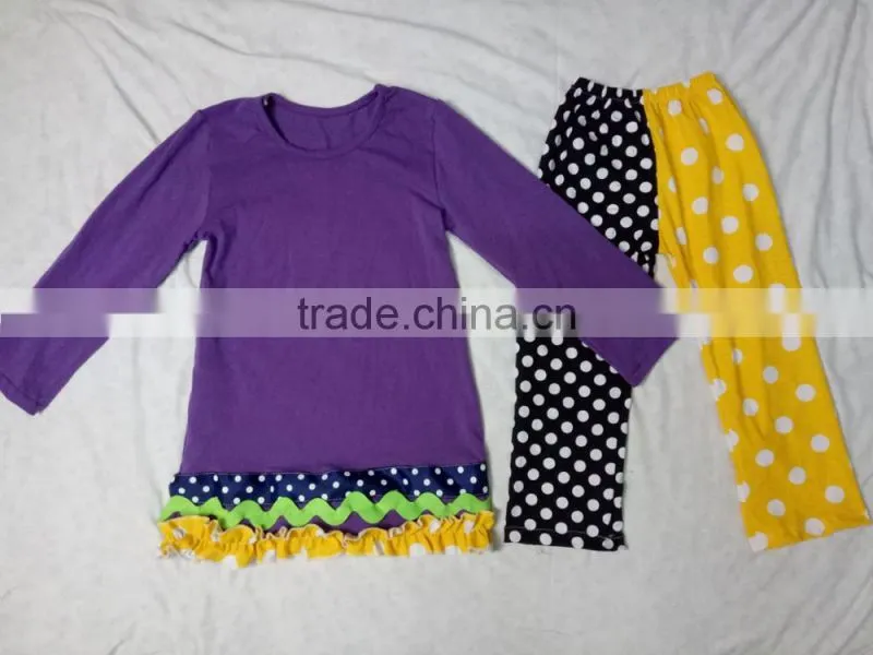 Fall Baby Clothes Girls Orange Top and Pant Ruffle Outfits For Kids in Halloween
