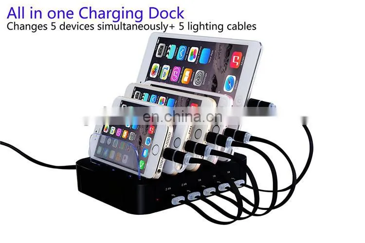 With EU/UK/US/AU/JP 3 5 ports charging cable multi device charging station