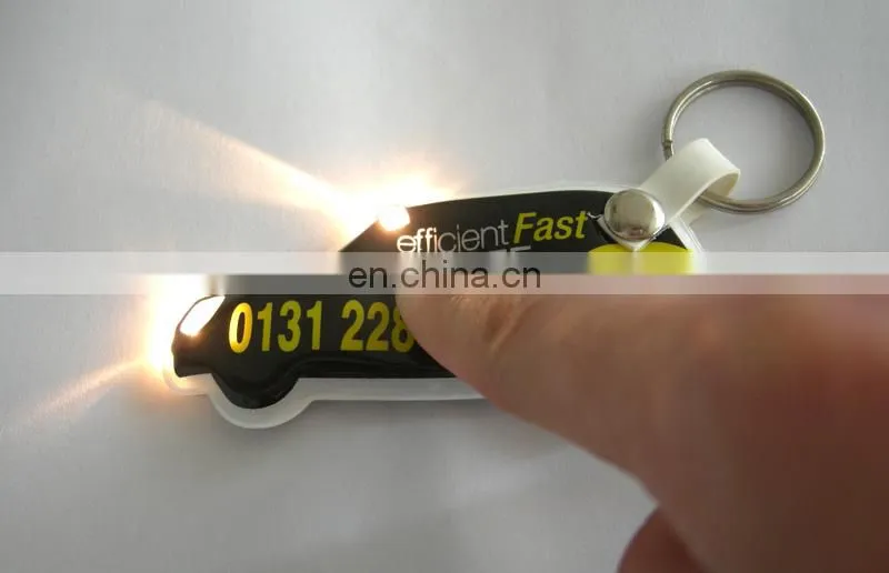 LED pvc light up car shape glowing key chain for night party