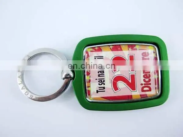 Round shape custom logo card inserted Acrylic keychain