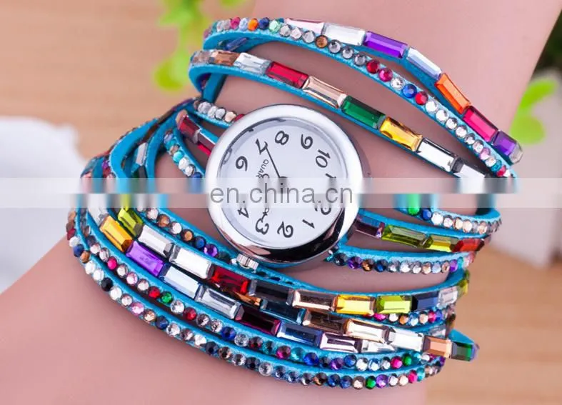 hot selling butterfly wrap leather Bracelet watch with crystals quartz watch crystal leather wrap bracelets gifts for her