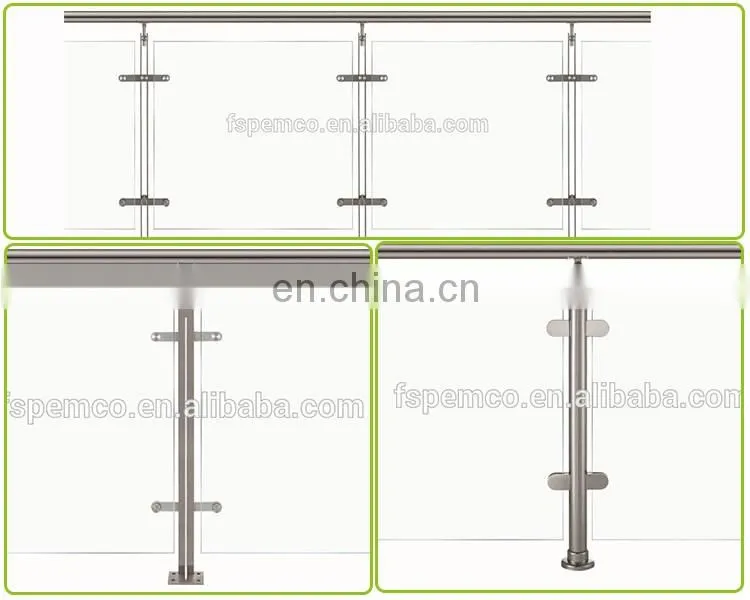 Modern custom design Indoor stair glass stainless steel railings price