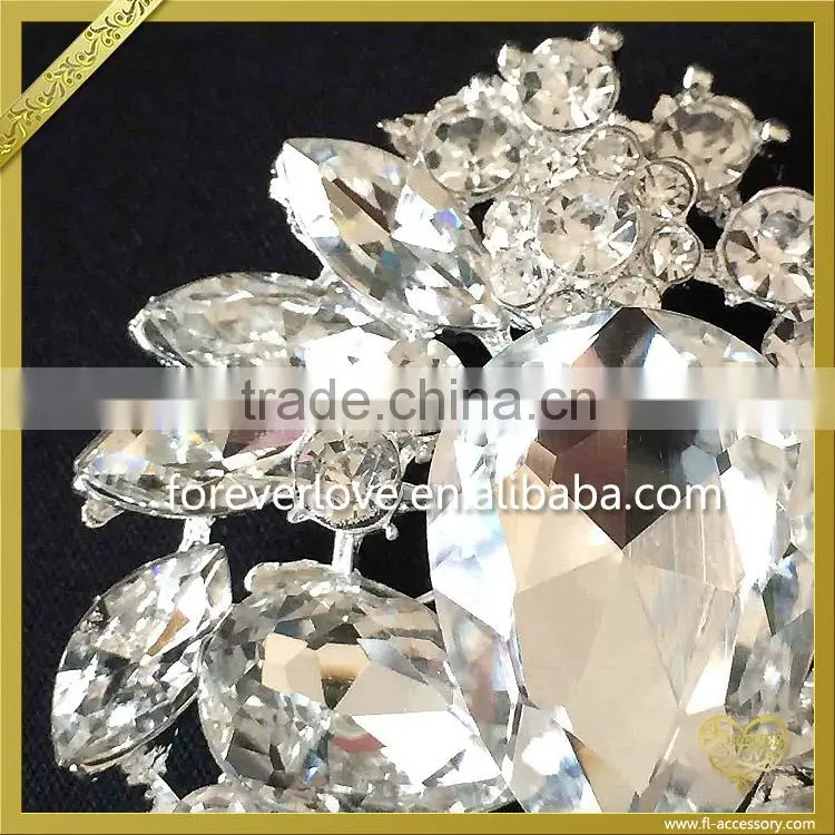 Wholesale flower hair brooches pins crystal rhinestone lady men wedding brooch FB-027