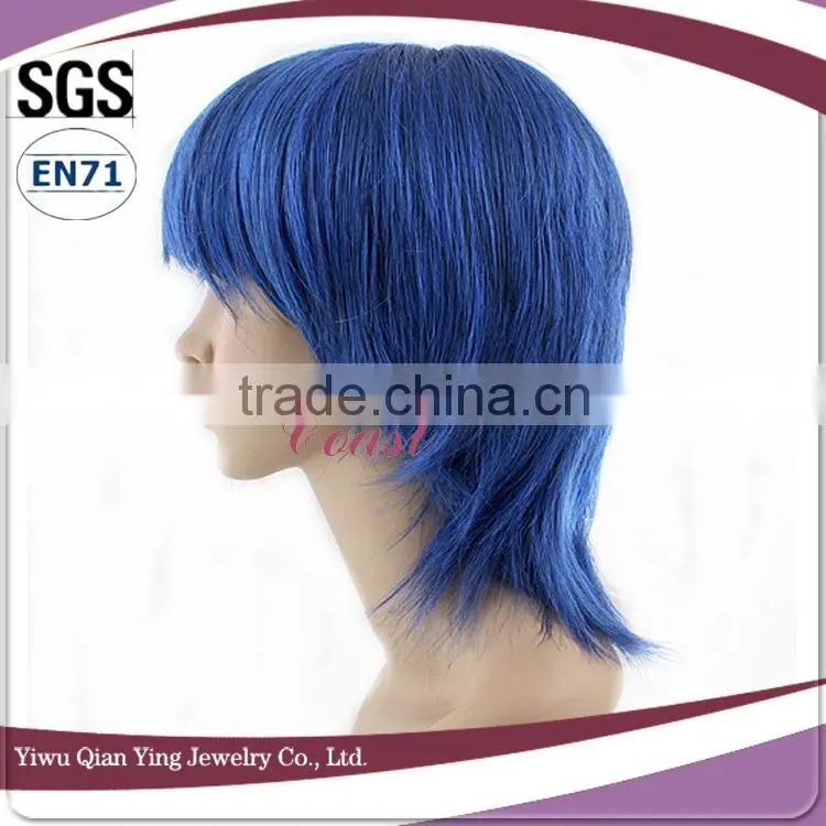 dark blue bright crazy color cosplay party male wigs