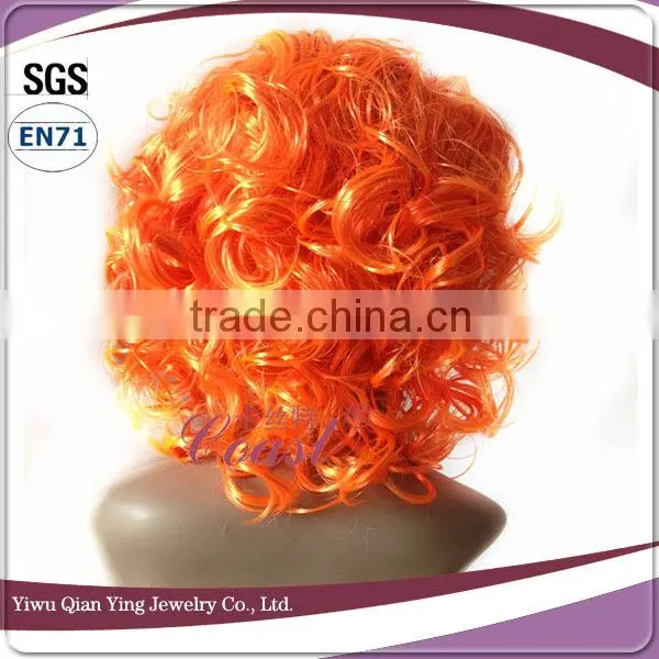 womens cheap nice orange short curly synthetic party wigs