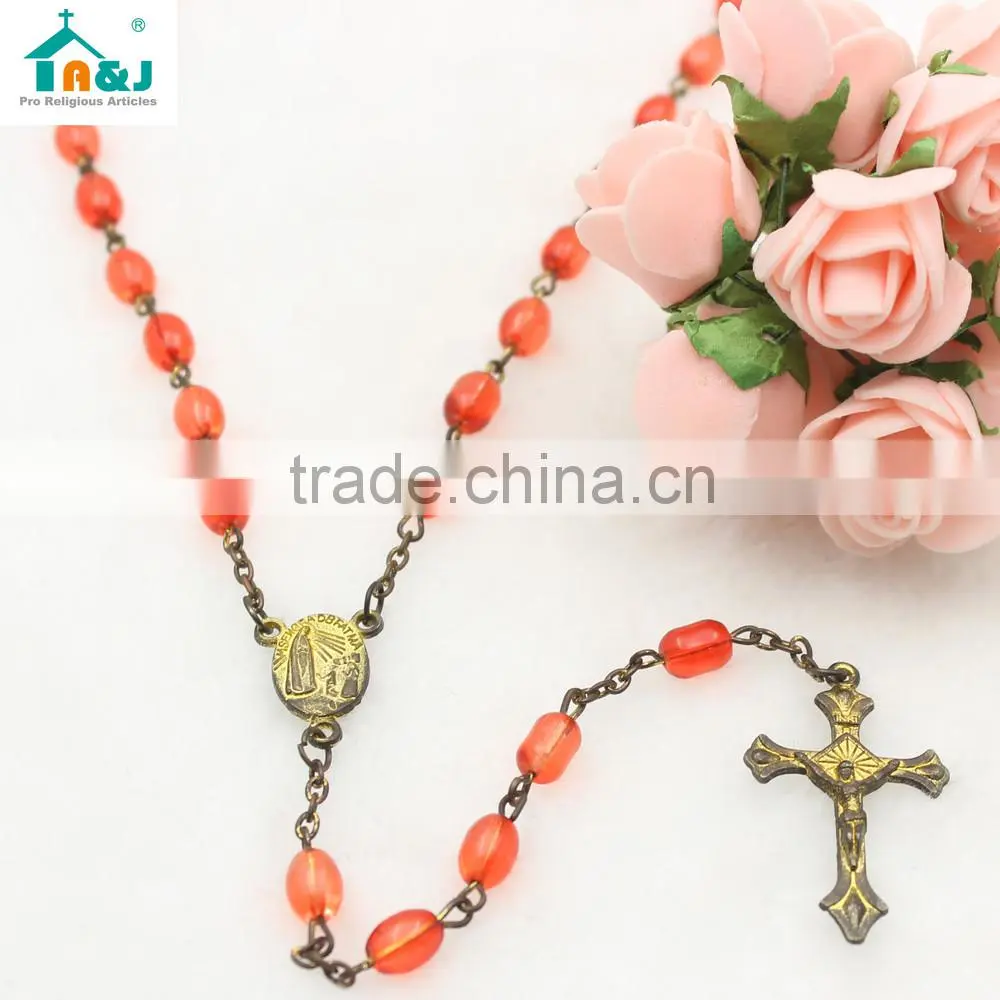 Hot sale religious plastic rosary bead necklace