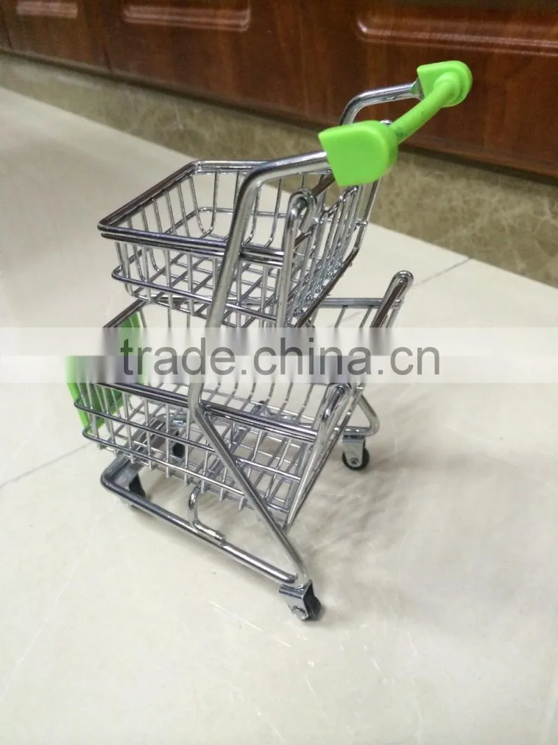 Double Layer Mini Shopping Cart Best Hot Toys For 2015 Christmas Gift Toy Hand Cart 1225