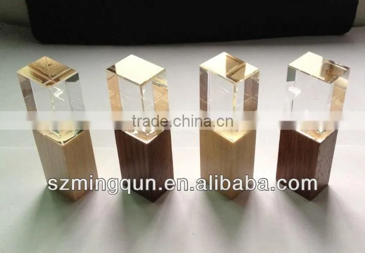 Special Wooden Crystal USB Pendrive with Differnet Shapes Crystal 3D