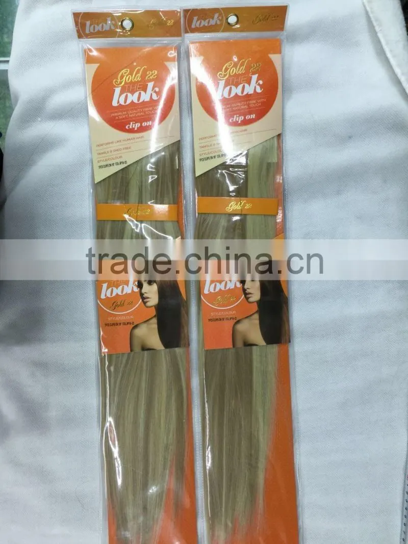 The Look Gold 22 Synthetic hair weave with clips,7pcs clips on 18" weave,17clips/100g/pcs ,color P18-22