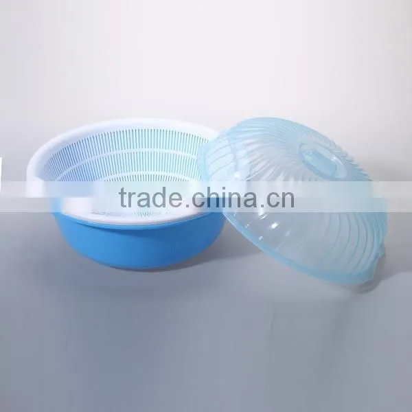 fashion household round shape plastic dewatering sieve with lid