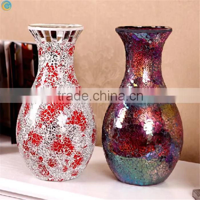 crack mirrored decorative table top flower vases