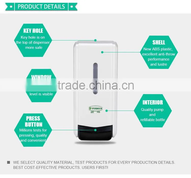 YK5008 ABS Material Toilet Bathroom Hand Soap Dispenser Wall Mounted Hands Wash Disinfectant Dispenser Refill Soap Bottle