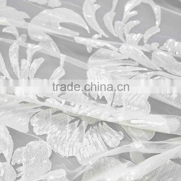2016 new style breathable moisture and dry new design lace embroidery sequin tulle fabric