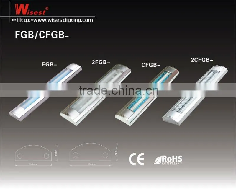 T8 double tube CE kitchen fluorescent light fixtures 2x36w