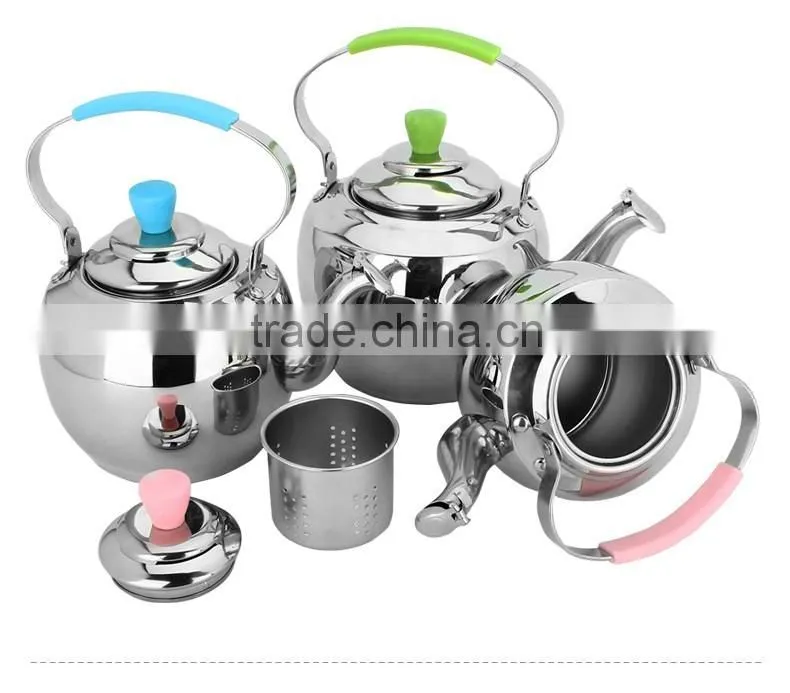 Metal Material Whistling Silver Kettle/ non-electric coffee& tea kettle/ samovar