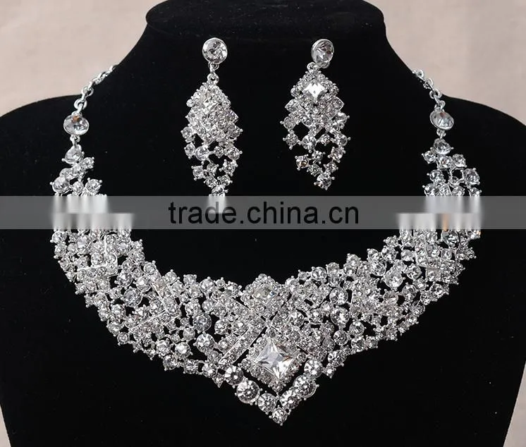 Bridesmaid Rhinestone Chunky Wedding Jewelry Set Beautiful Necklace Set