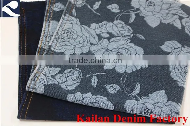 Discharge Printed Knitting Denim Fabric