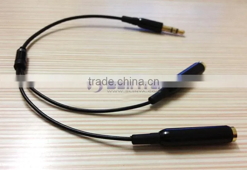 3.5mm 1 to 2 Audio Dual Y Splitter Cable Adapter Earphone Headphone Jack With Metal Plated