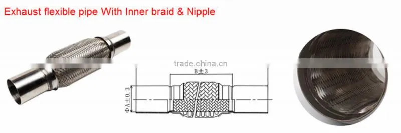 Long life double braided exhaust flex pipes with nipples