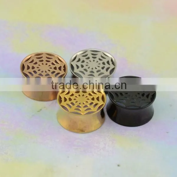 316L Surgical steel cobweb ohr piercing black anodized flesh tunnel
