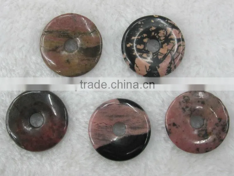 Wholesale Black Matrix Rhodonite dount gemstone