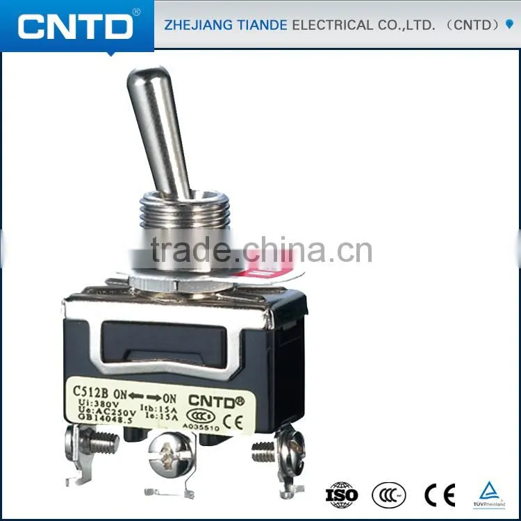 CNTD 15A 250VAC 3 Feet 2 Files Current Mini Toggle Switch C512B