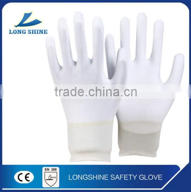 High Quality White ESD Palm PU Coated Safety Gloves/Working Glove