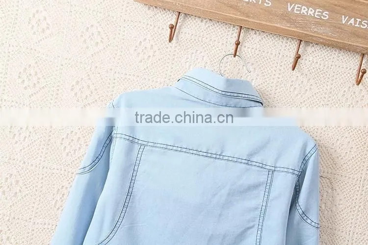 2014 New style European all-match long sleeve female jean coat/jean shirt woman denim coat clothing