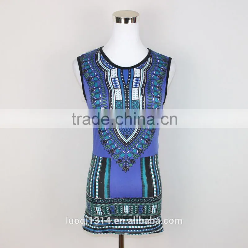China supplier in bulk dashiki vest top, ladies african ethnic tank top, latest women dashiki top