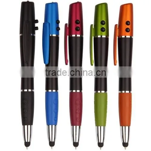 good quality multi function pen, touch screen stylus pen, LED and laser pointer pen