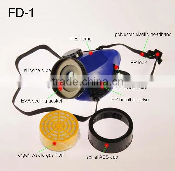 2016 hot selling single cartridge gas maskTPR rubber safety gas mask labor anti gas mask manufacturer in China