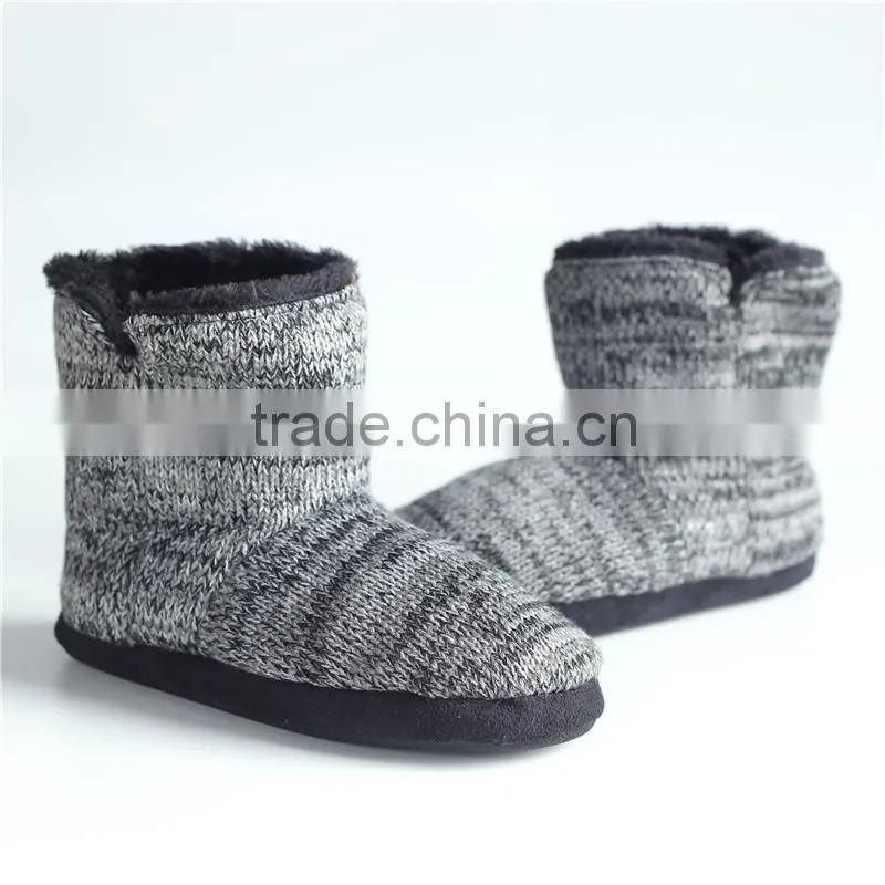 Ladies plush with shine print slipper boots