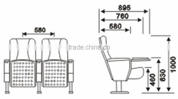 Wholesale price auditorium chairs with writing pad