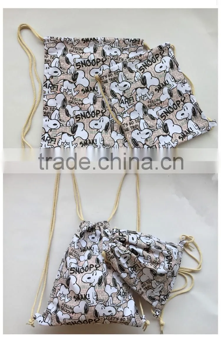 Children cartoon graffiti bundle mouth bag draw canvas backpack bag