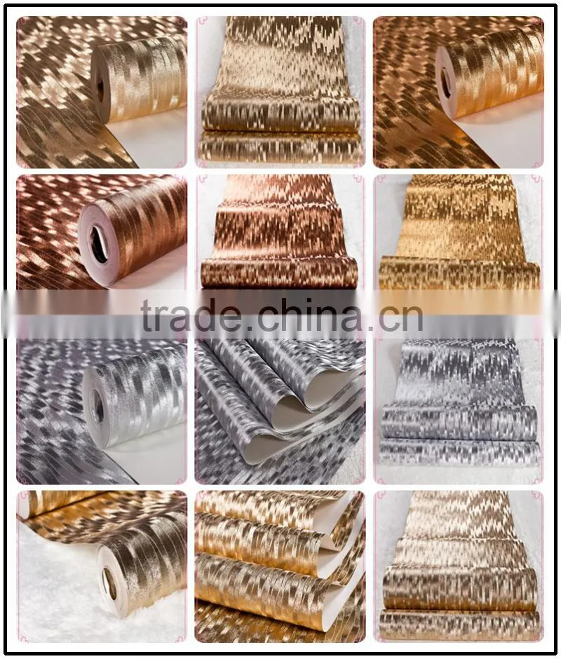 2015 luxury metallic silver aluminum glitter leaf gold wallpaper gold foil wallpaper