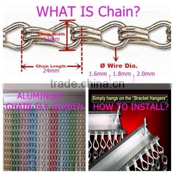 Anodized chain link Curtain / Decorative metal chain link mesh curtain
