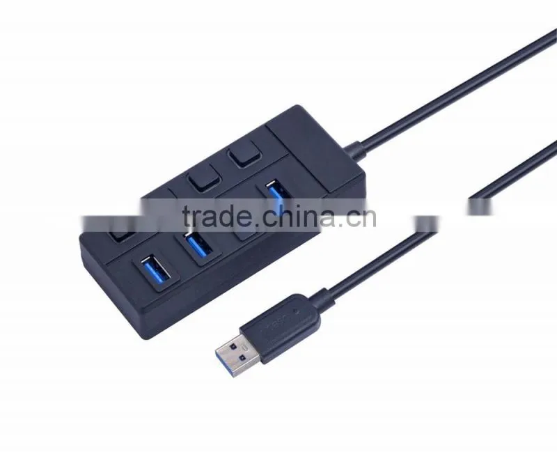 Ultra high speed 4 ports usb 3.0 hub with individual switch on/off button