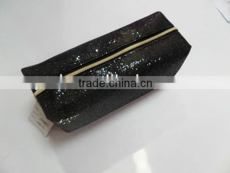 2015 new fashion black giltter cosmetic bag