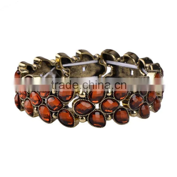 Free sample 2016 new design silver tone acrylic stones women bangle bracelet