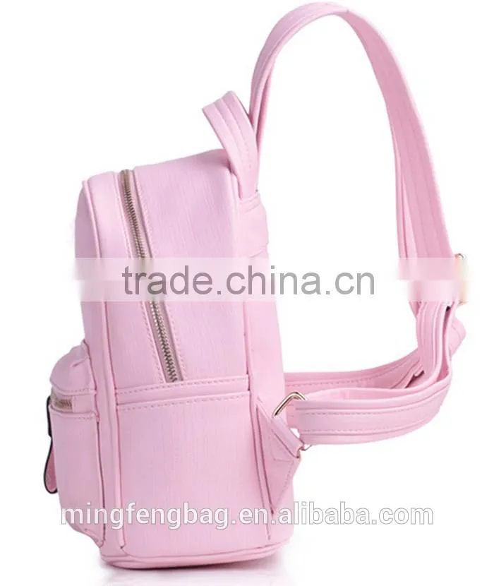 High Quality PU Leather Pink Girl Backpack