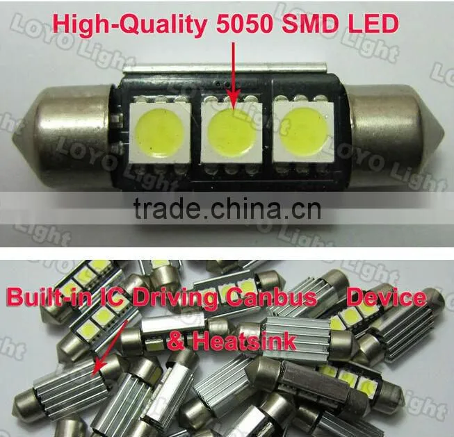 Auto interior light Festoon 5050 3smd led light bulbs