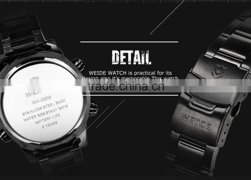 China Brand Wrist Watches 3 ATM Water Resistant Luxury Man Weide Led Watch