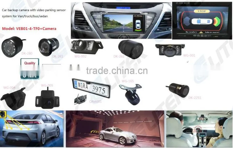 Ultrasonic radar detector with car night vision reverse camera DC12V for volkswagen
