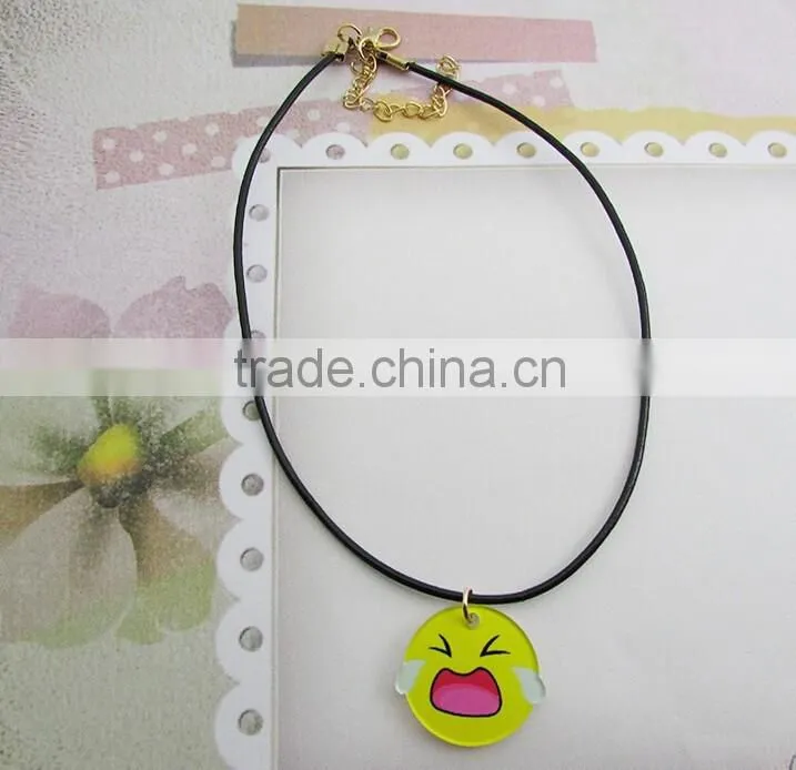 Wholesale IN STOCK 2016 New Emoji Smile Leather Necklace for Best Friends