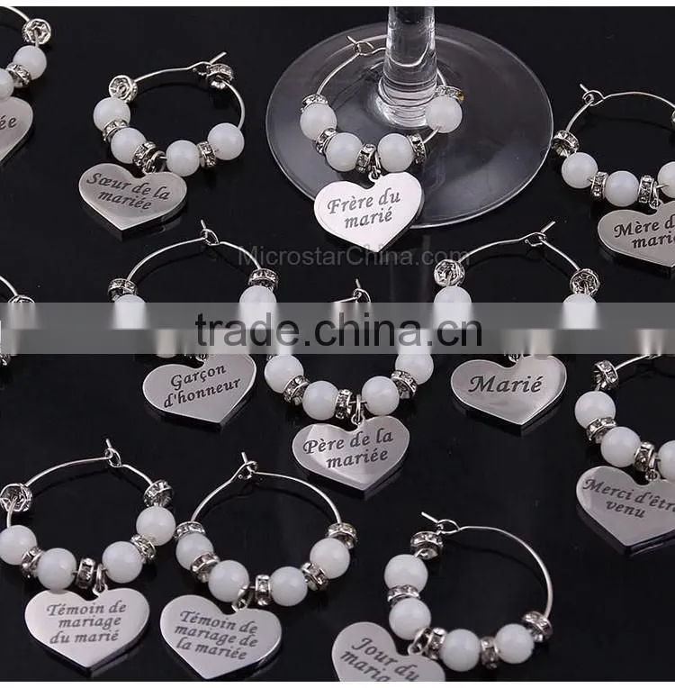 Wedding DIY Decorations French Luxurious Events Table Decorative Crafts Party Supplies Wine Glass Charms