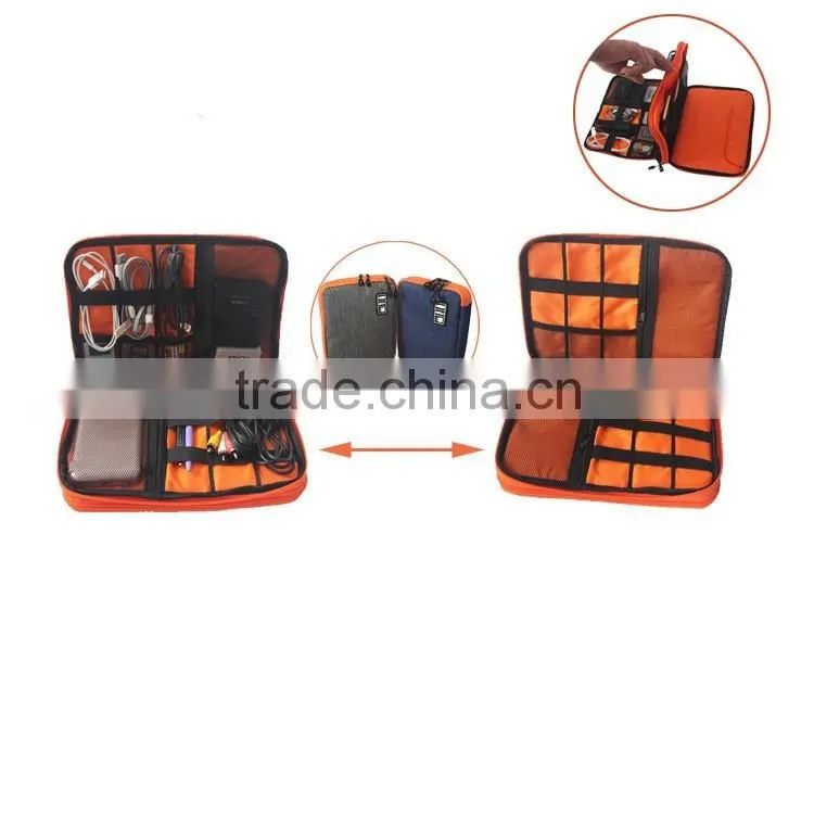 New fashion double layer cable organizer travel bag usb cable packaging hard drive bag