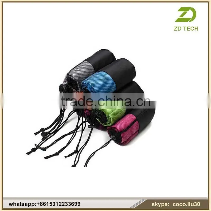 New design microfiber sports towel in mesh bag with great price ZDS2014