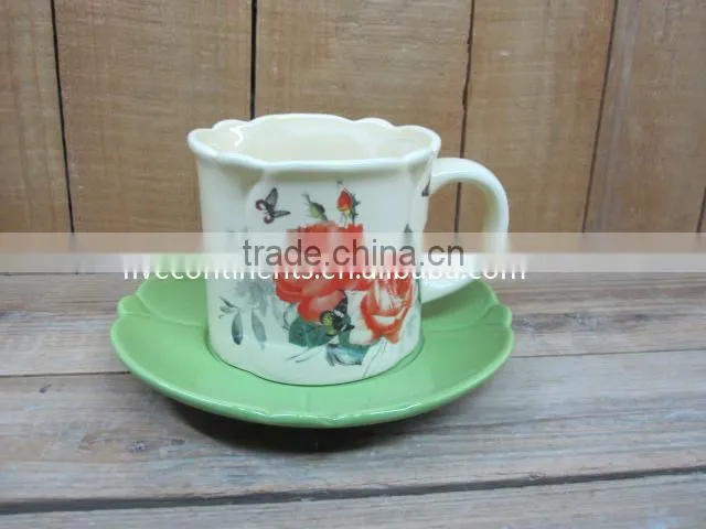 Ceramic Mug with Saucer Dish Set for Tea and Coffee